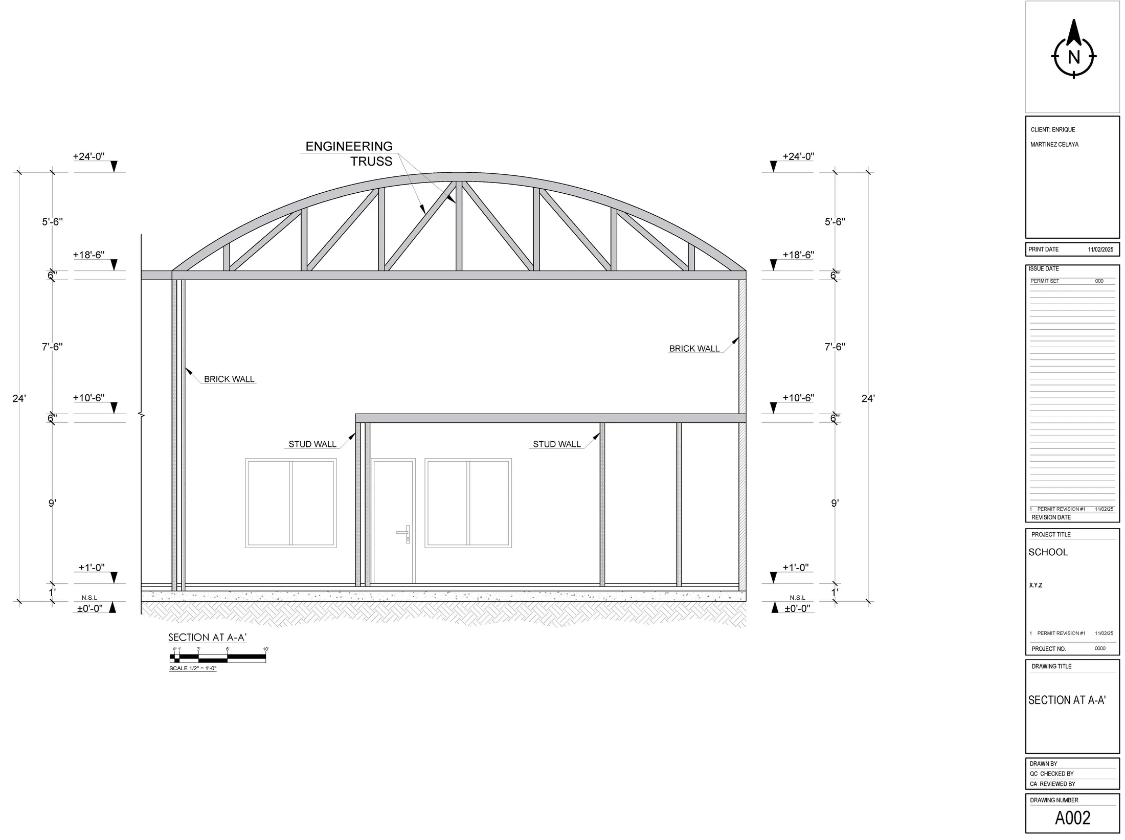 Building section through the studio