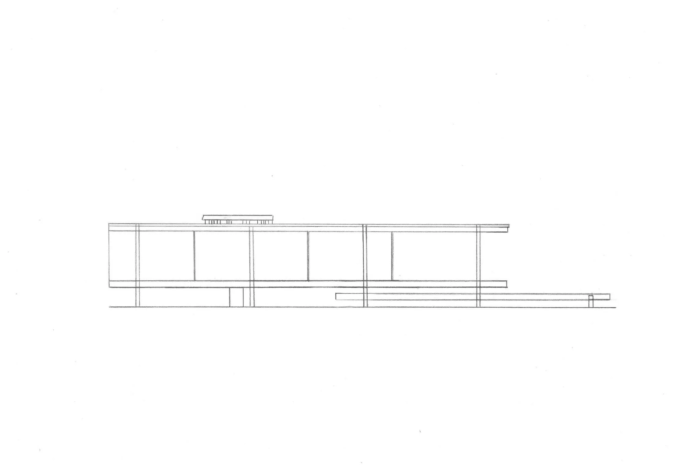 Freehand elevation of the Farnsworth House